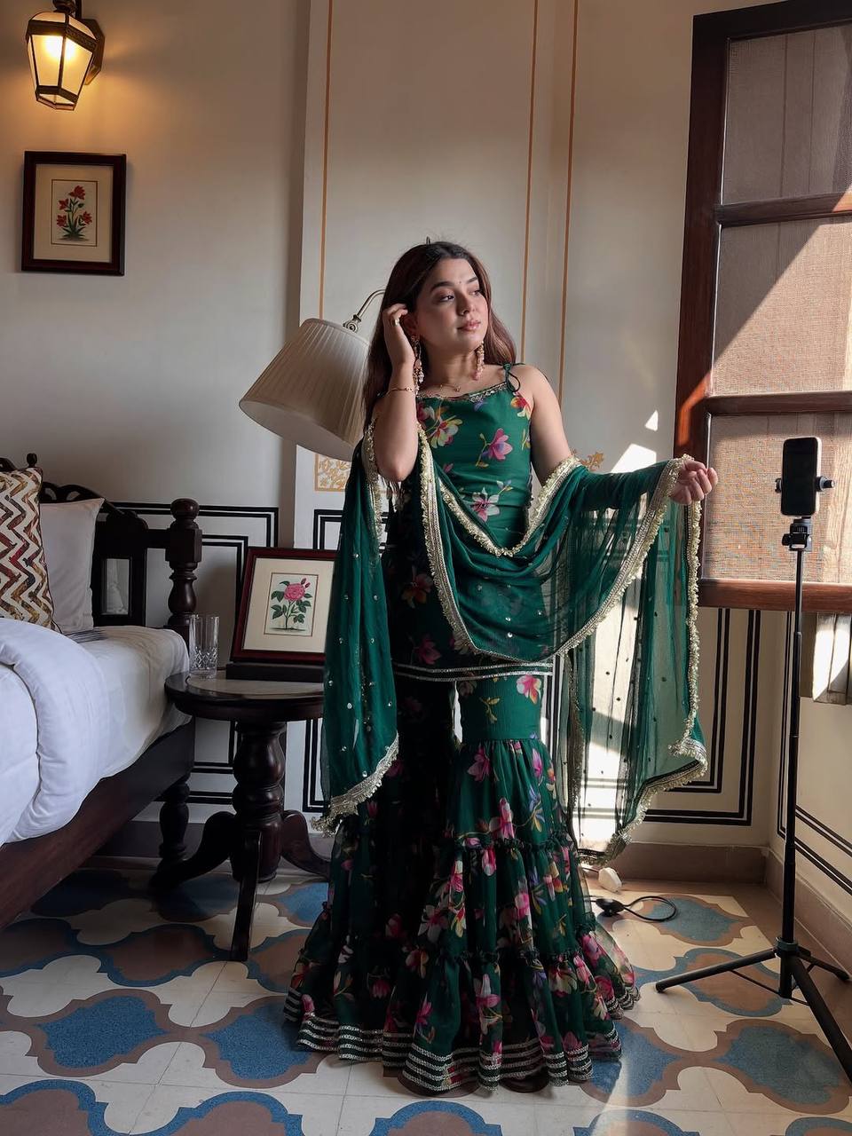 Mira Green Sharara Set