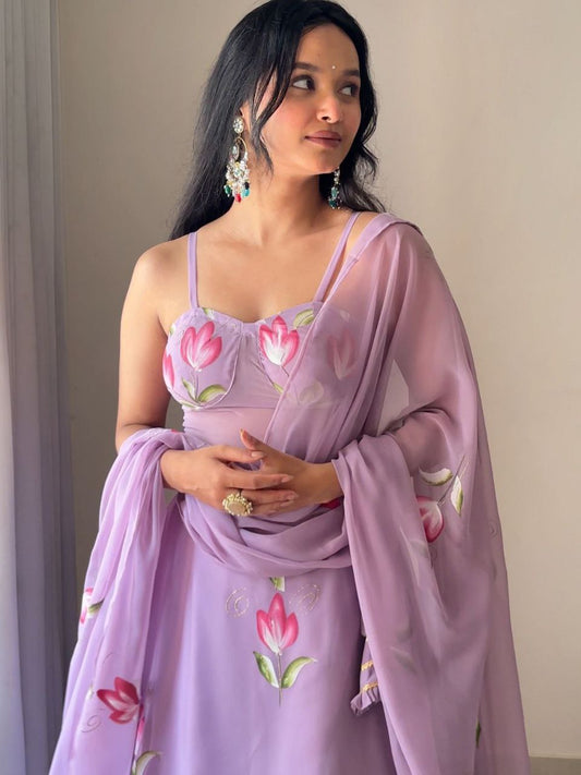 Mohika Hand Painted 8mtr Flair Lehenga