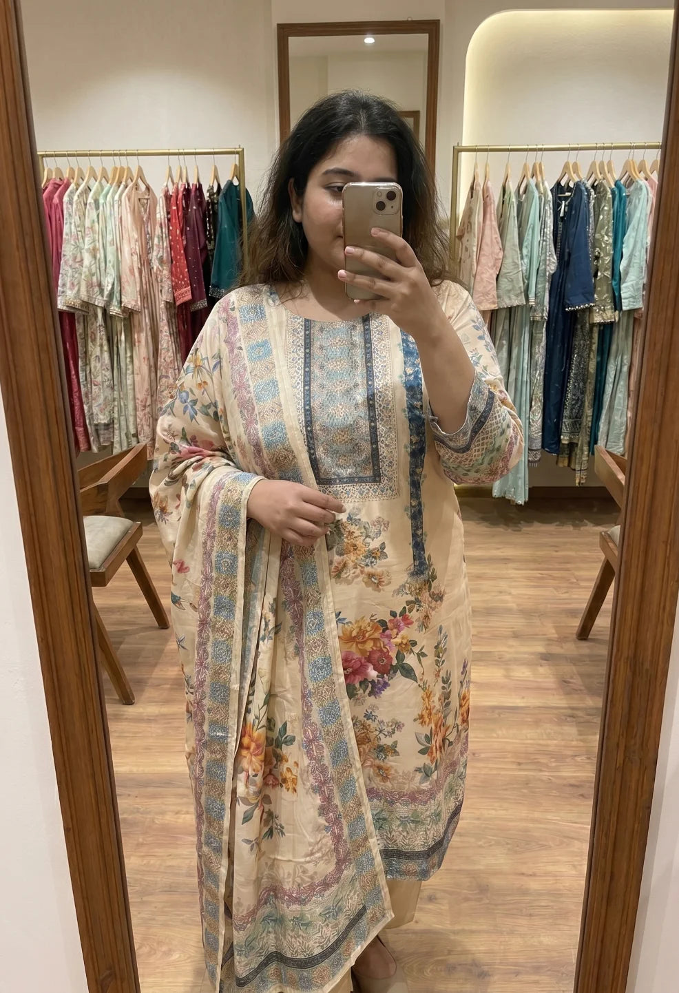 Plus Size Minakshi Real Mirror Blue Pakistani Maslin Suit