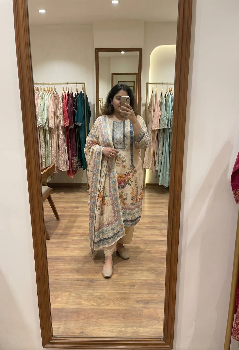 Plus Size Minakshi Real Mirror Blue Pakistani Maslin Suit