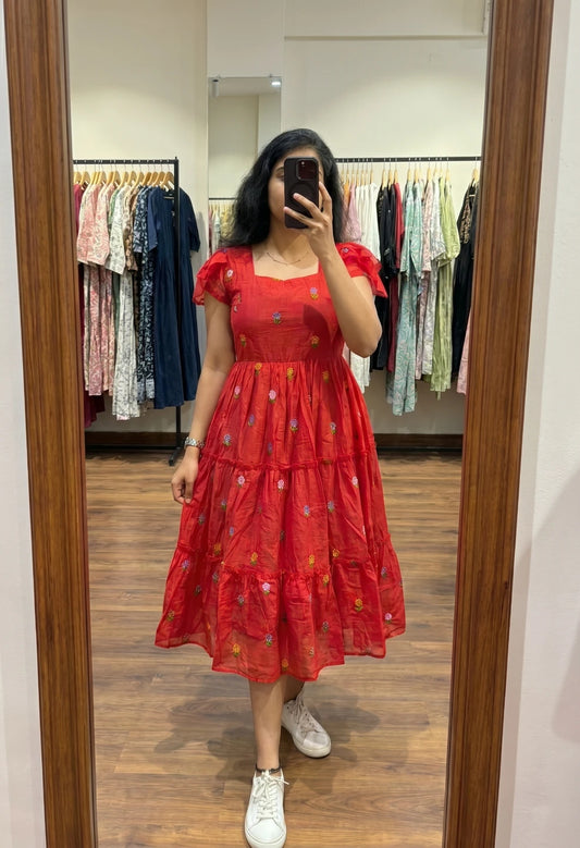 Red Embroidery Flower