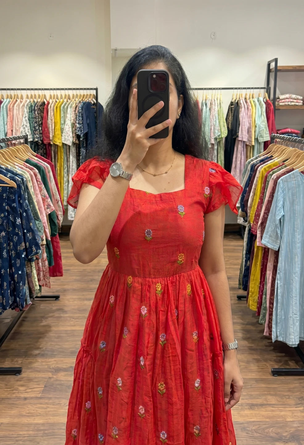 Red Embroidery Flower