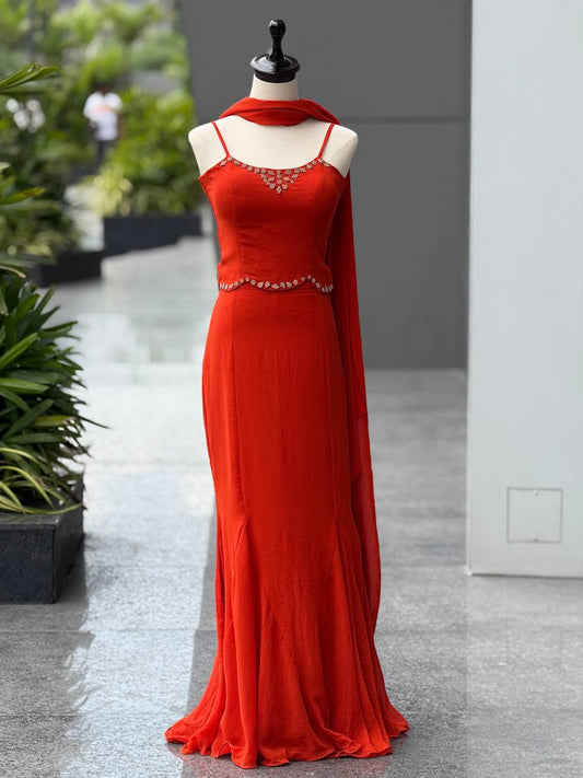 Red Mermaid Style Gown