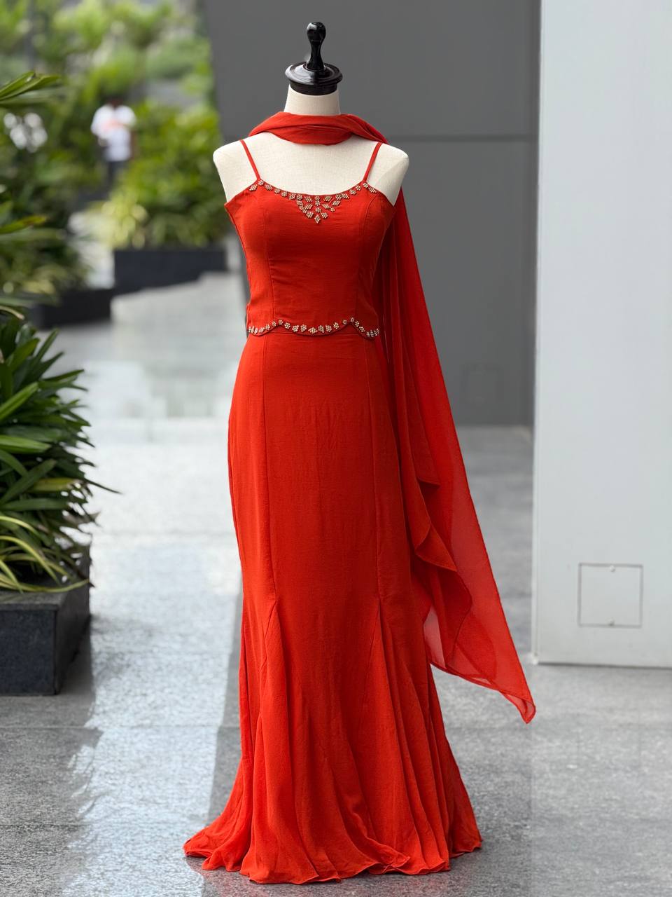Red Mermaid Style Gown