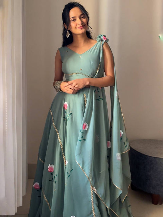 Sonakshi Hand Painted 8mtr Flair Lehenga