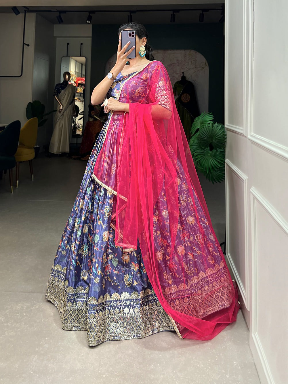 Digital Print With Embroidery Sequins Work Lehenga Choli
