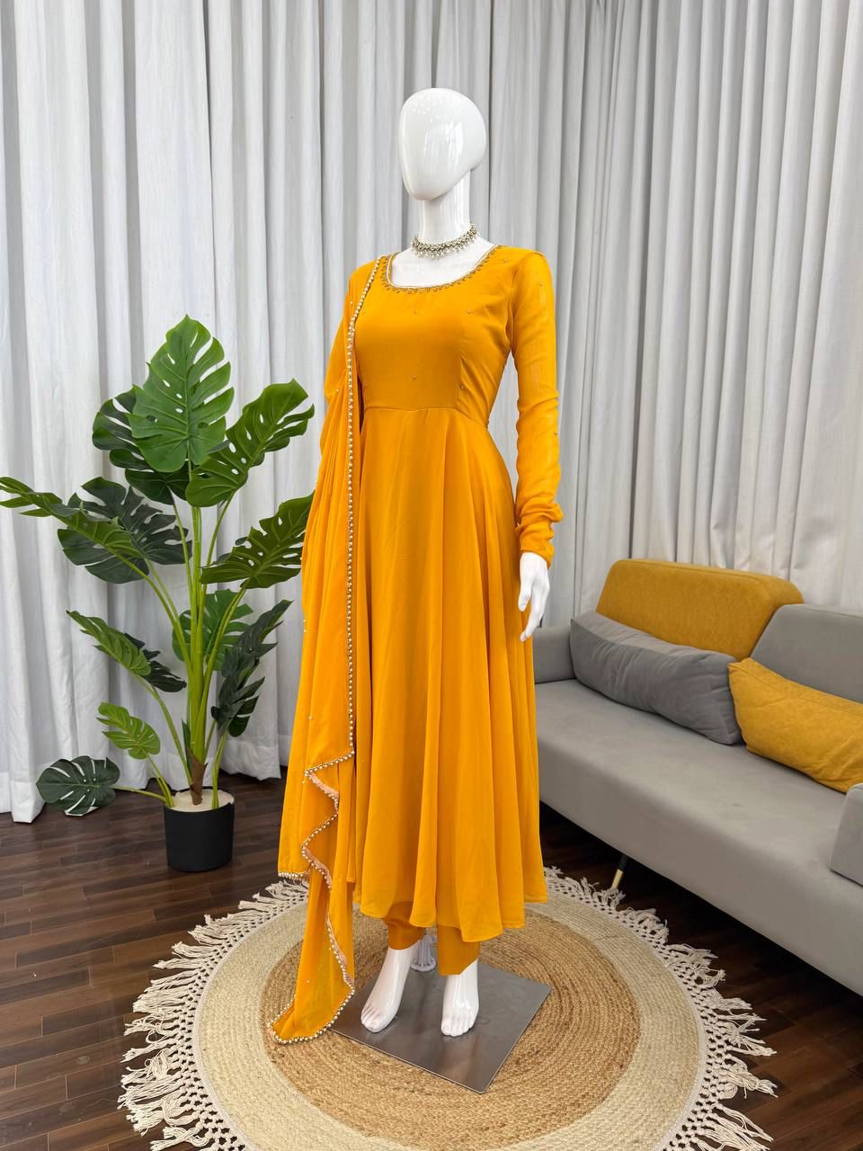 Aahana Mustard Anarkali