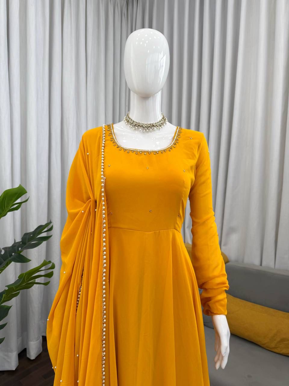 Aahana Mustard Anarkali