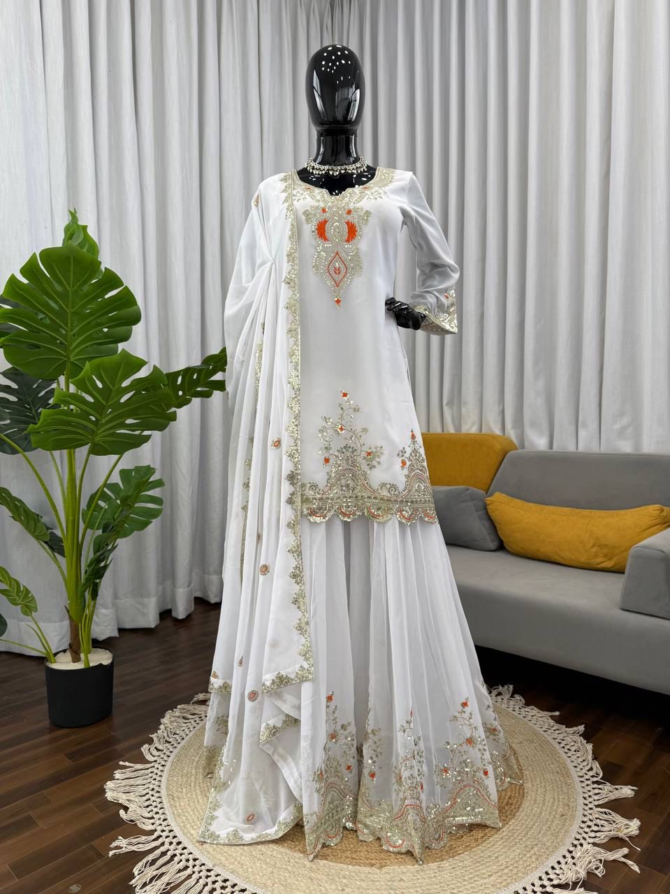 Sara Ali Embroidery Sharara