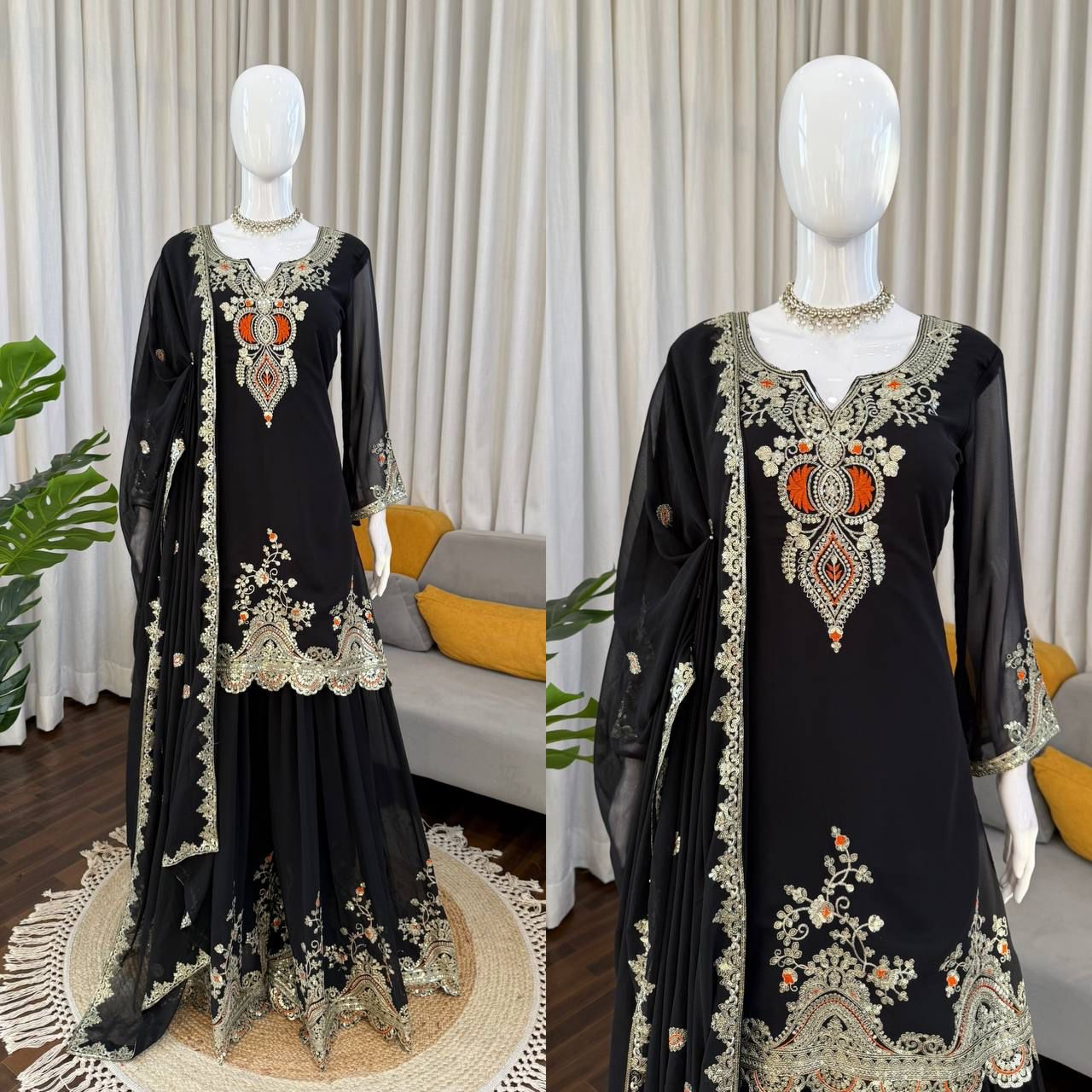 Sara Ali Embroidery Sharara