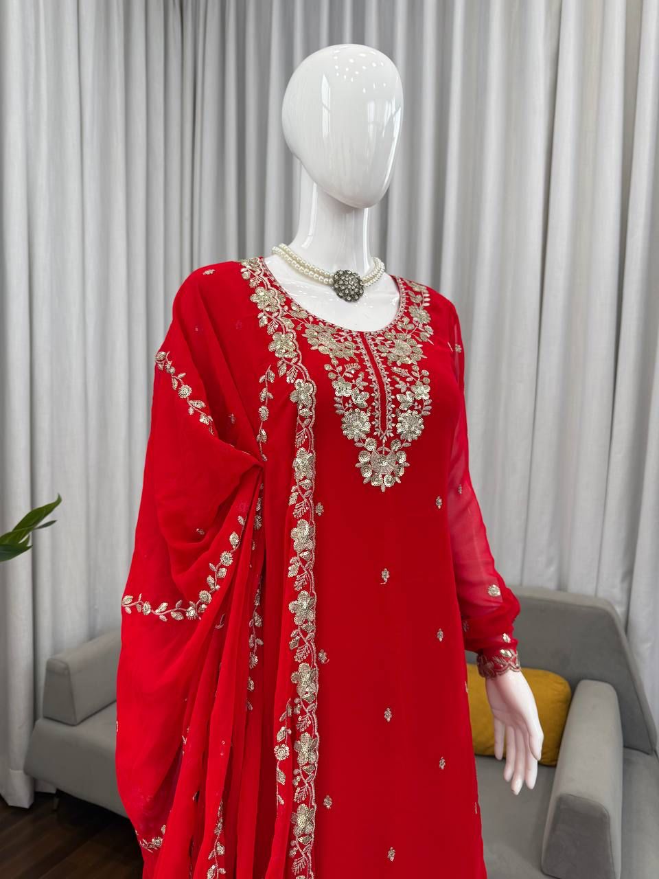 Riya Red Sharara
