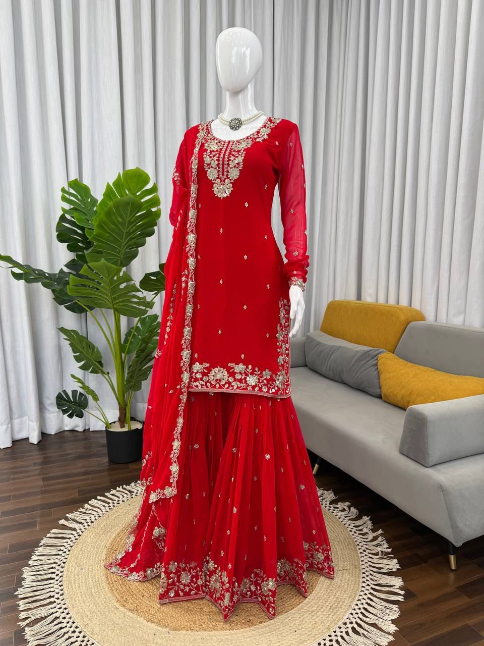 Riya Red Sharara