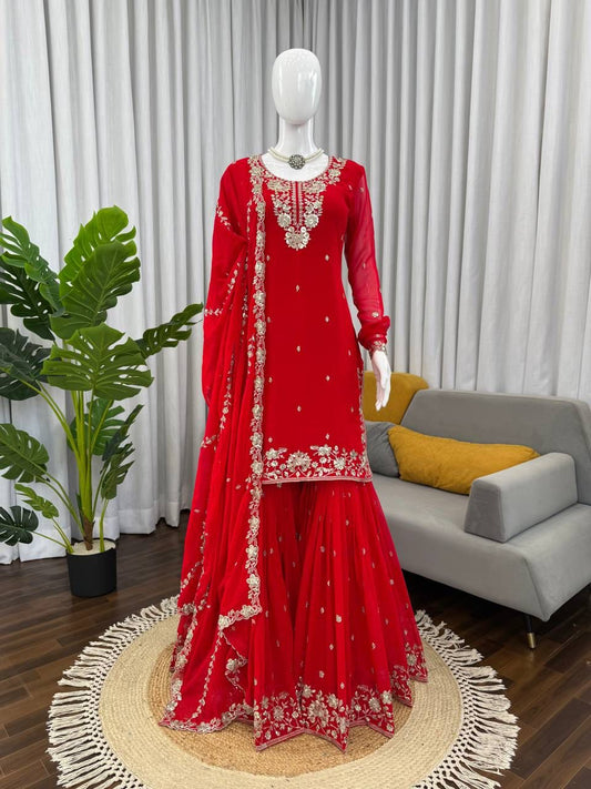 Riya Red Sharara