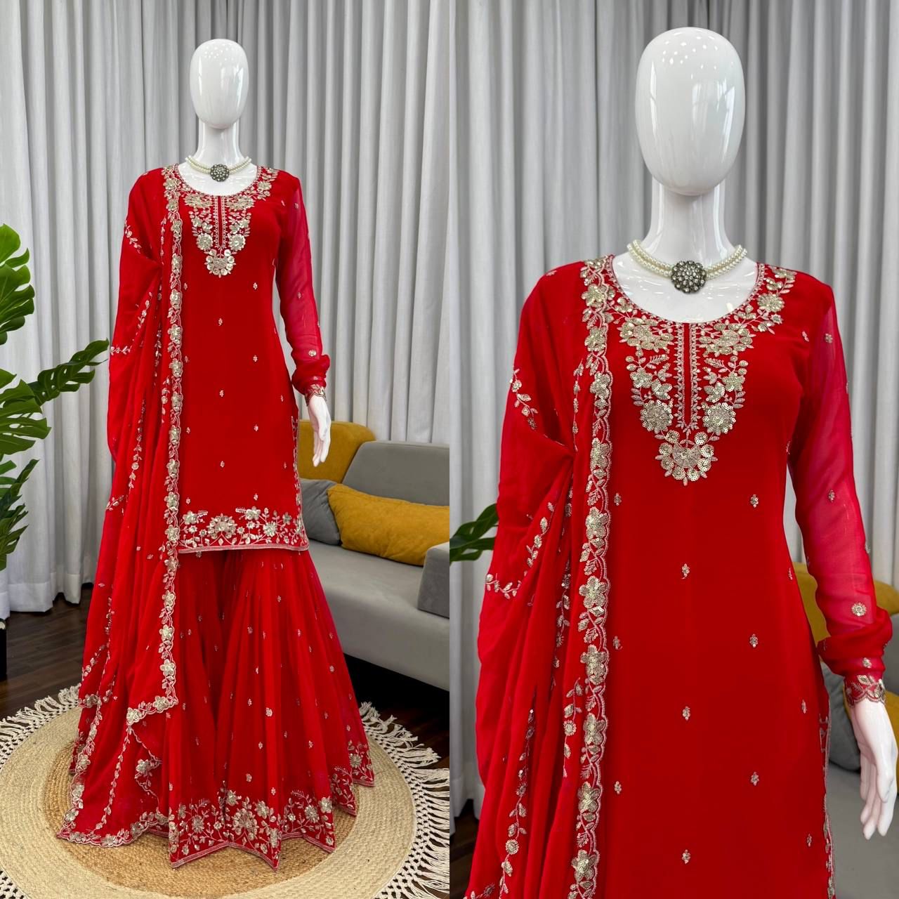 Riya Red Sharara