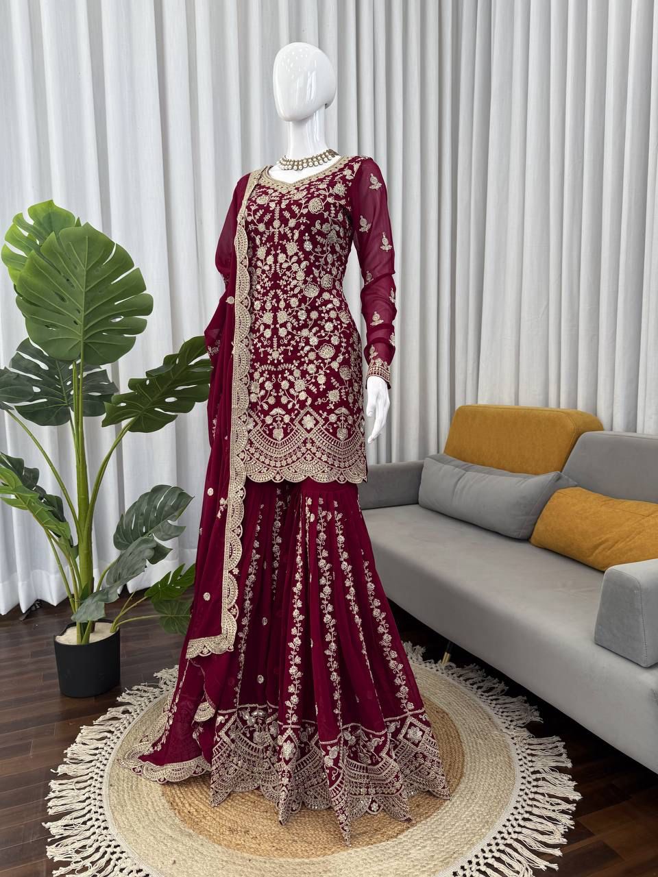 Heavy Embroidery Sharara Set