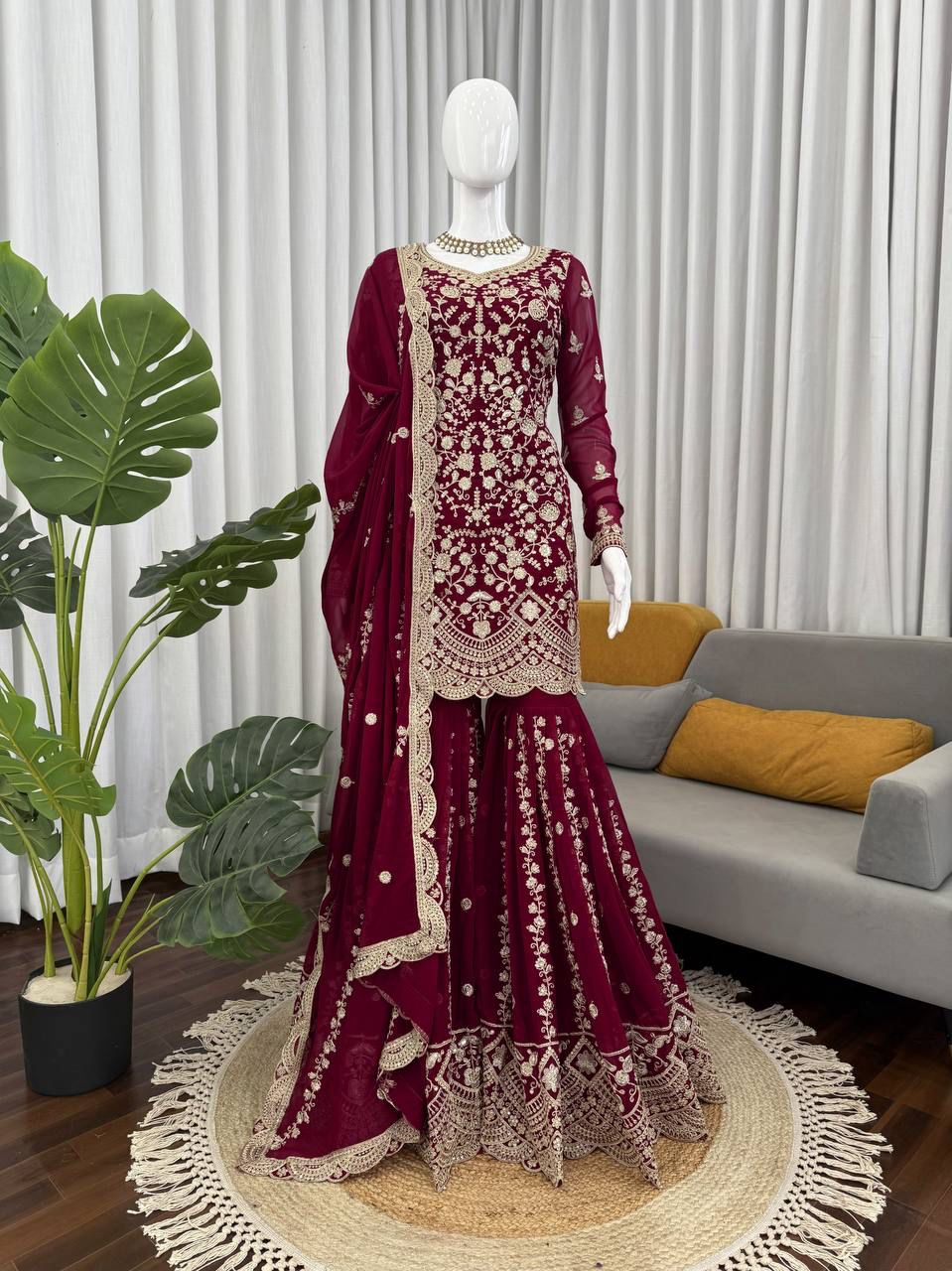 Heavy Embroidery Sharara Set