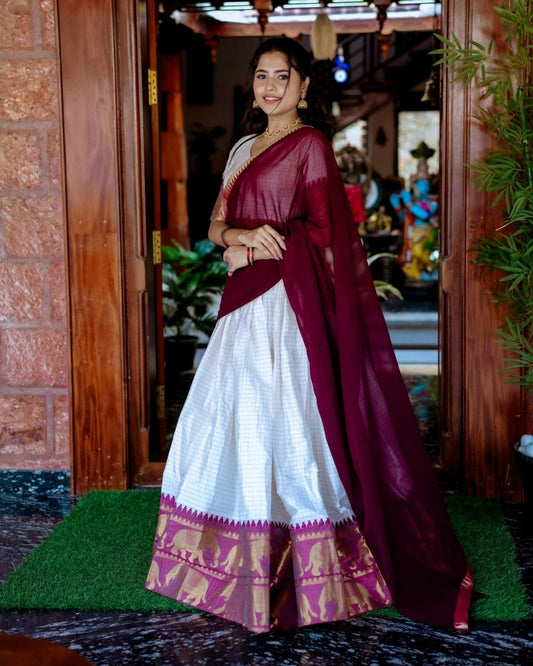 Kalyani Cotton Lehenga Choli Paired with Flowing Georgette Dupatta