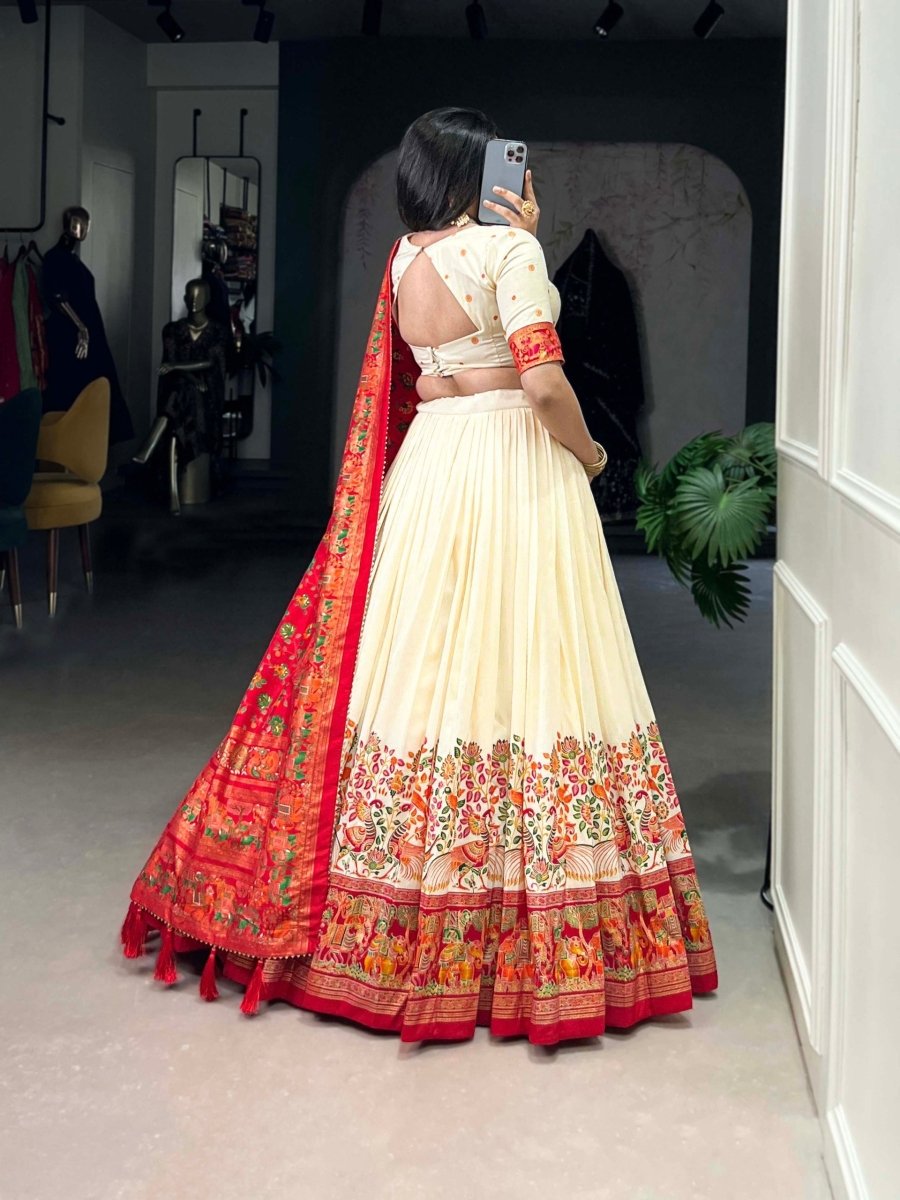 Tussar Silk Lehenga Choli With Printed And Foil Work Dupatta
