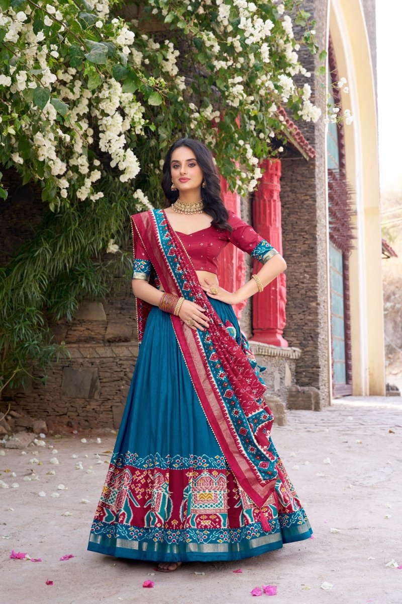 Patola Printed Tussar Silk Lehenga Choli