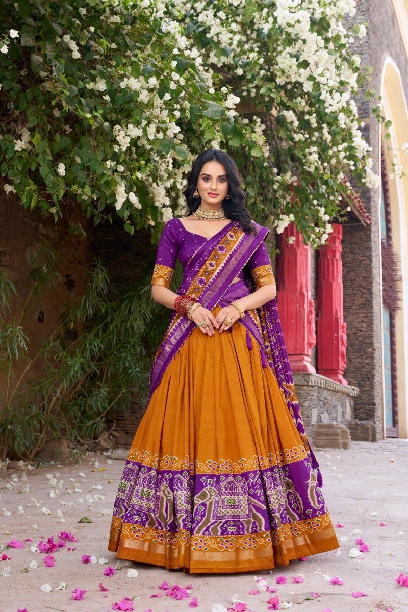 Patola Printed Tussar Silk Lehenga Choli