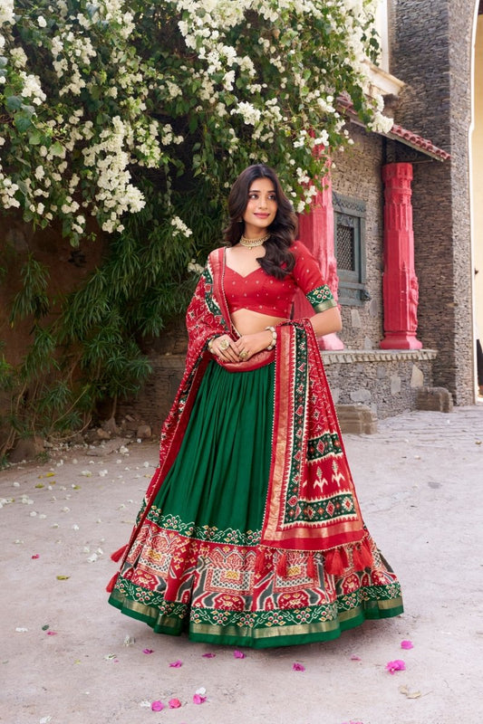 Patola Printed Tussar Silk Lehenga Choli