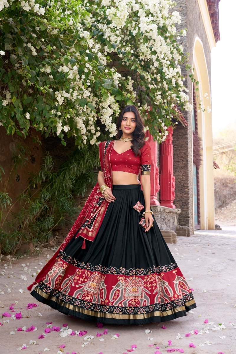 Patola Printed Tussar Silk Lehenga Choli