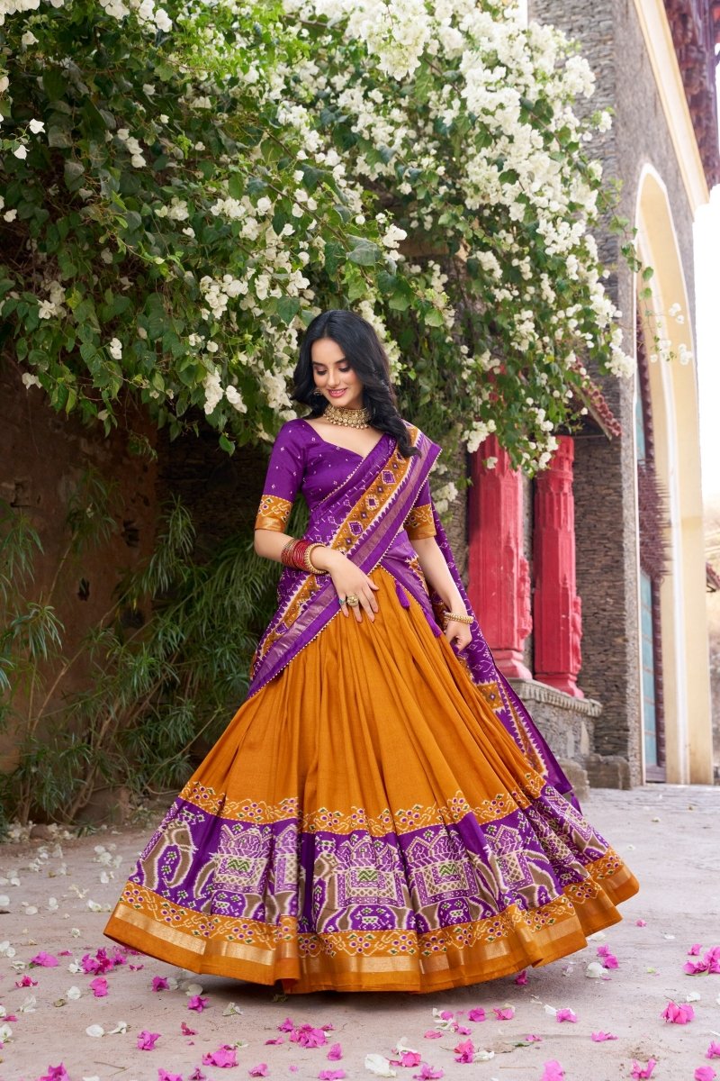 Patola Printed Tussar Silk Lehenga Choli
