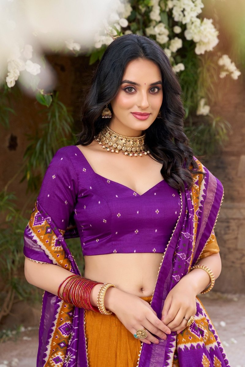 Patola Printed Tussar Silk Lehenga Choli