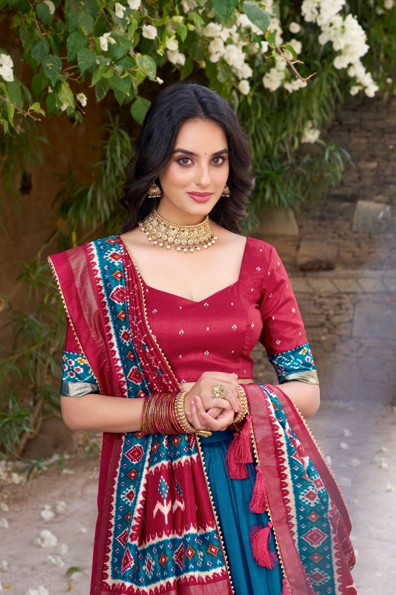 Patola Printed Tussar Silk Lehenga Choli