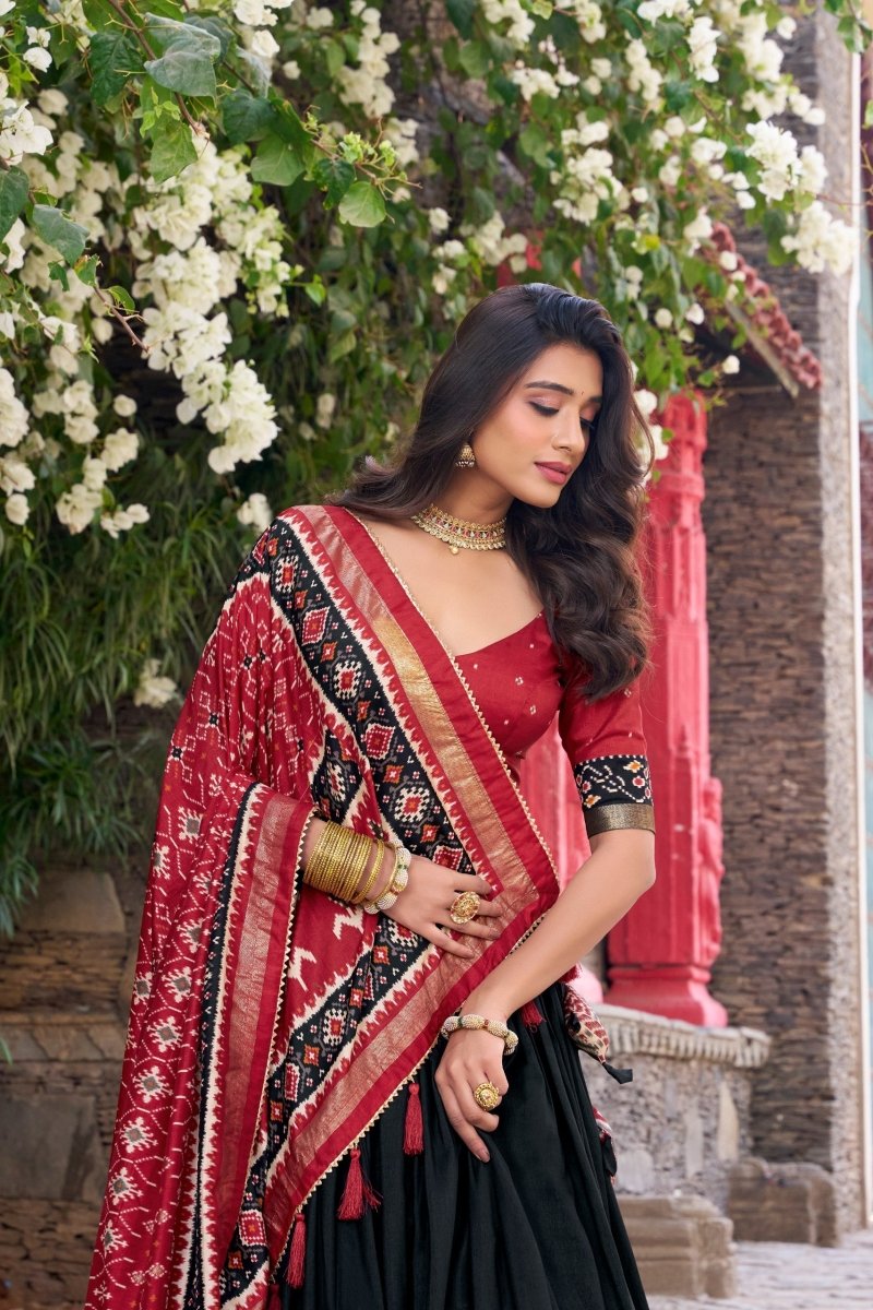 Patola Printed Tussar Silk Lehenga Choli