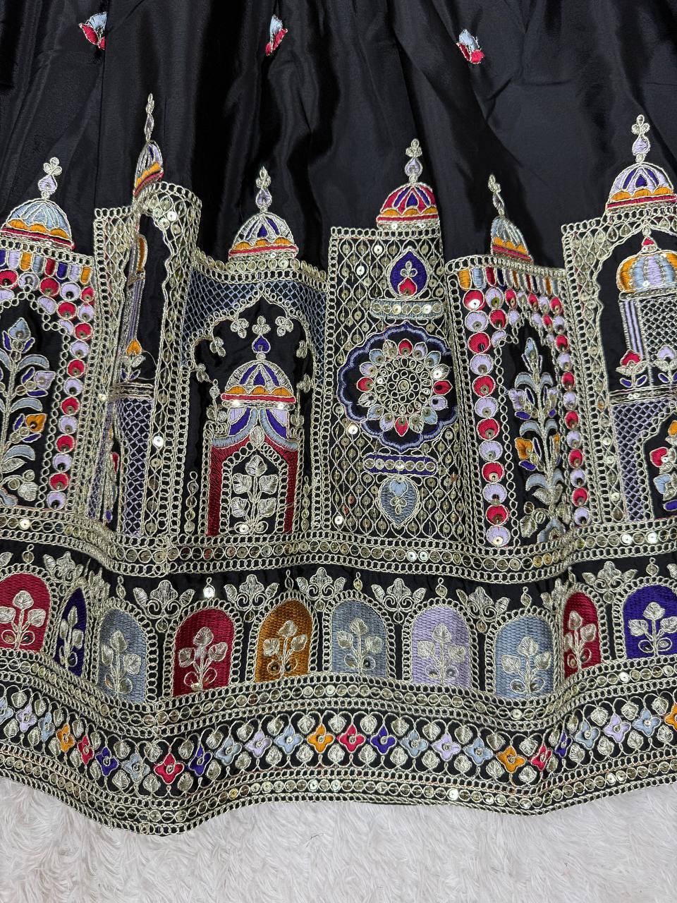 Sequence Thread Work Lehenga With Cancan