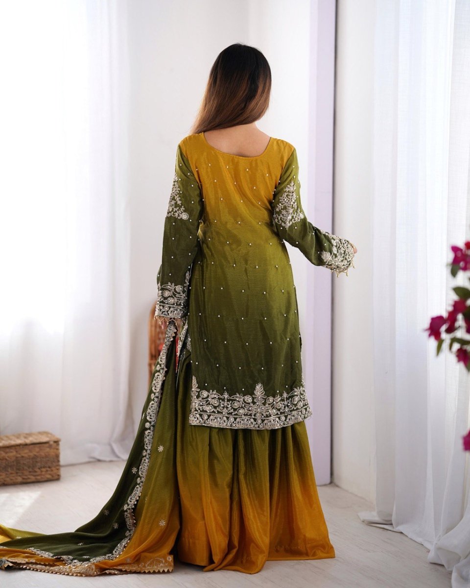 Green Dual Shade Sharara Set