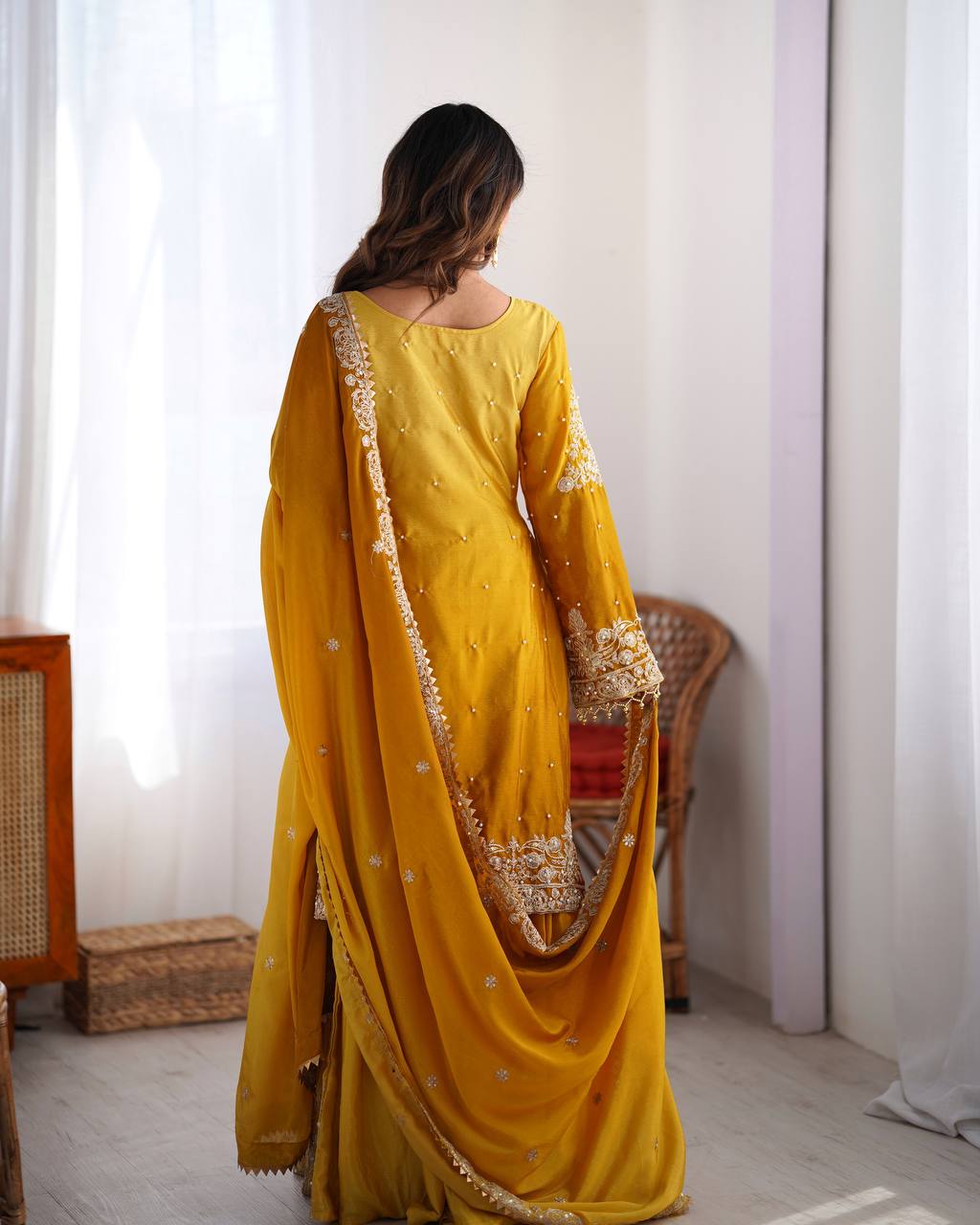 Yellow Dual Shade Sharara Set