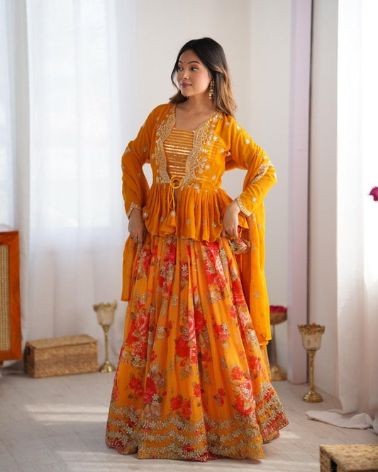 Orange Lehenga With Koti