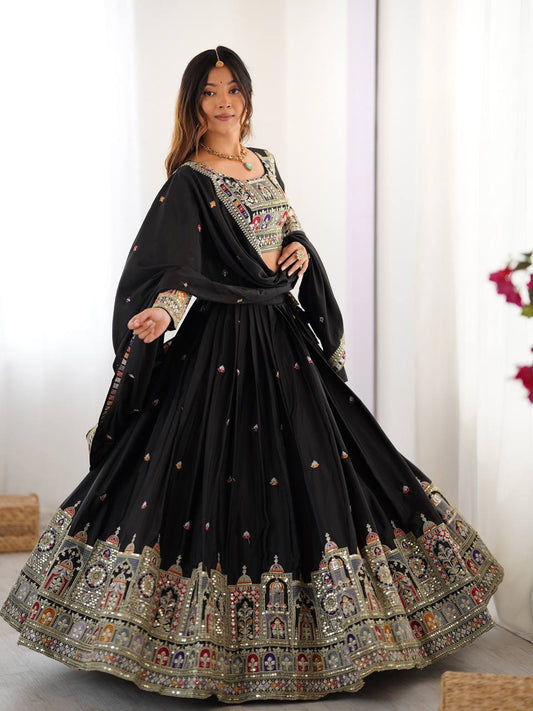 Sequence Thread Work Lehenga With Cancan