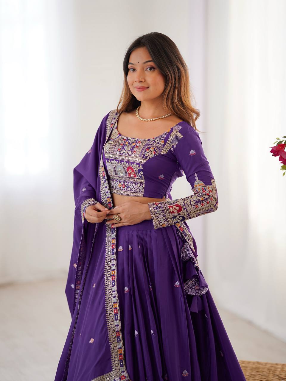 Sequence Thread Work Lehenga With Cancan