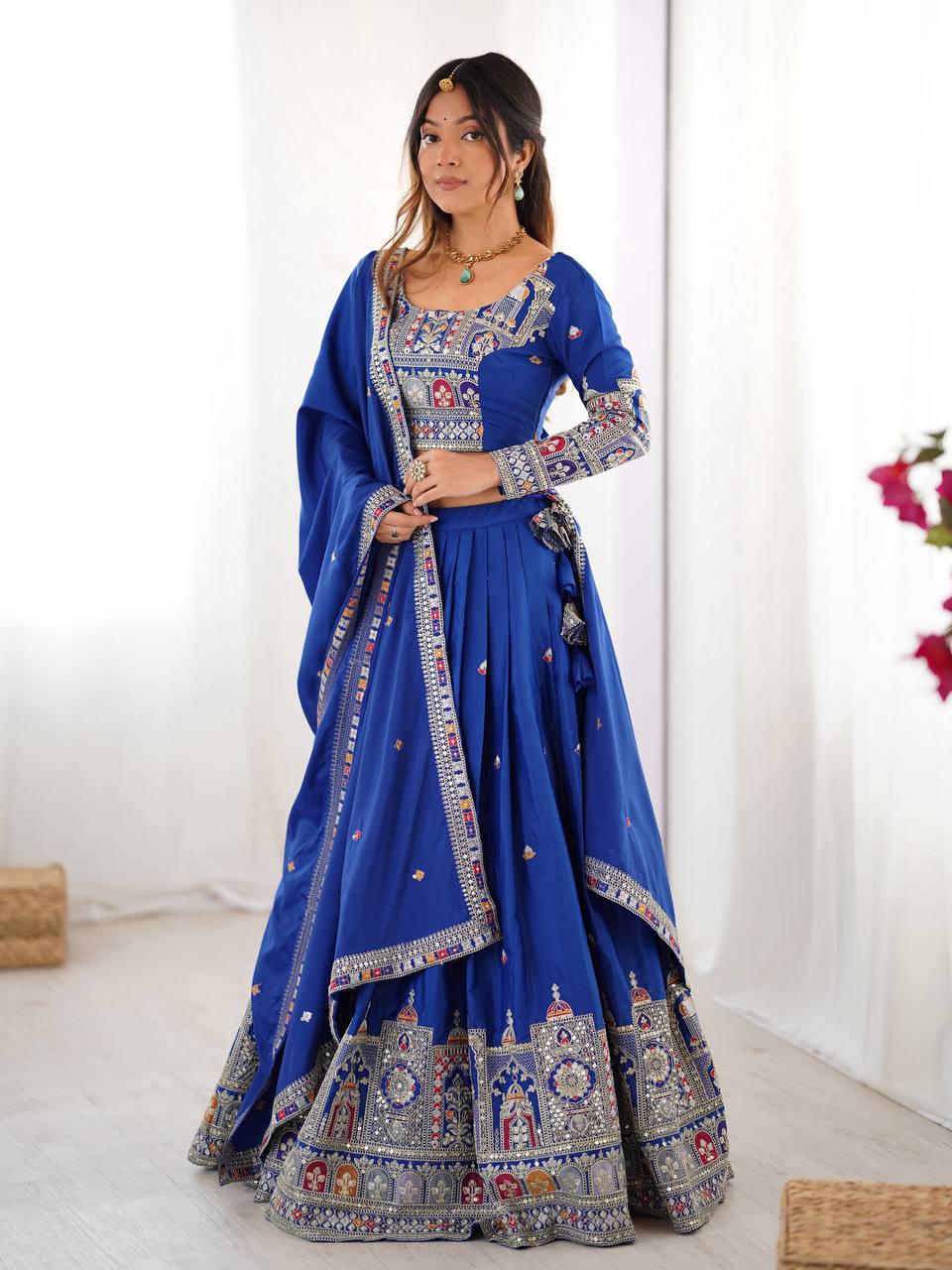 Sequence Thread Work Lehenga With Cancan