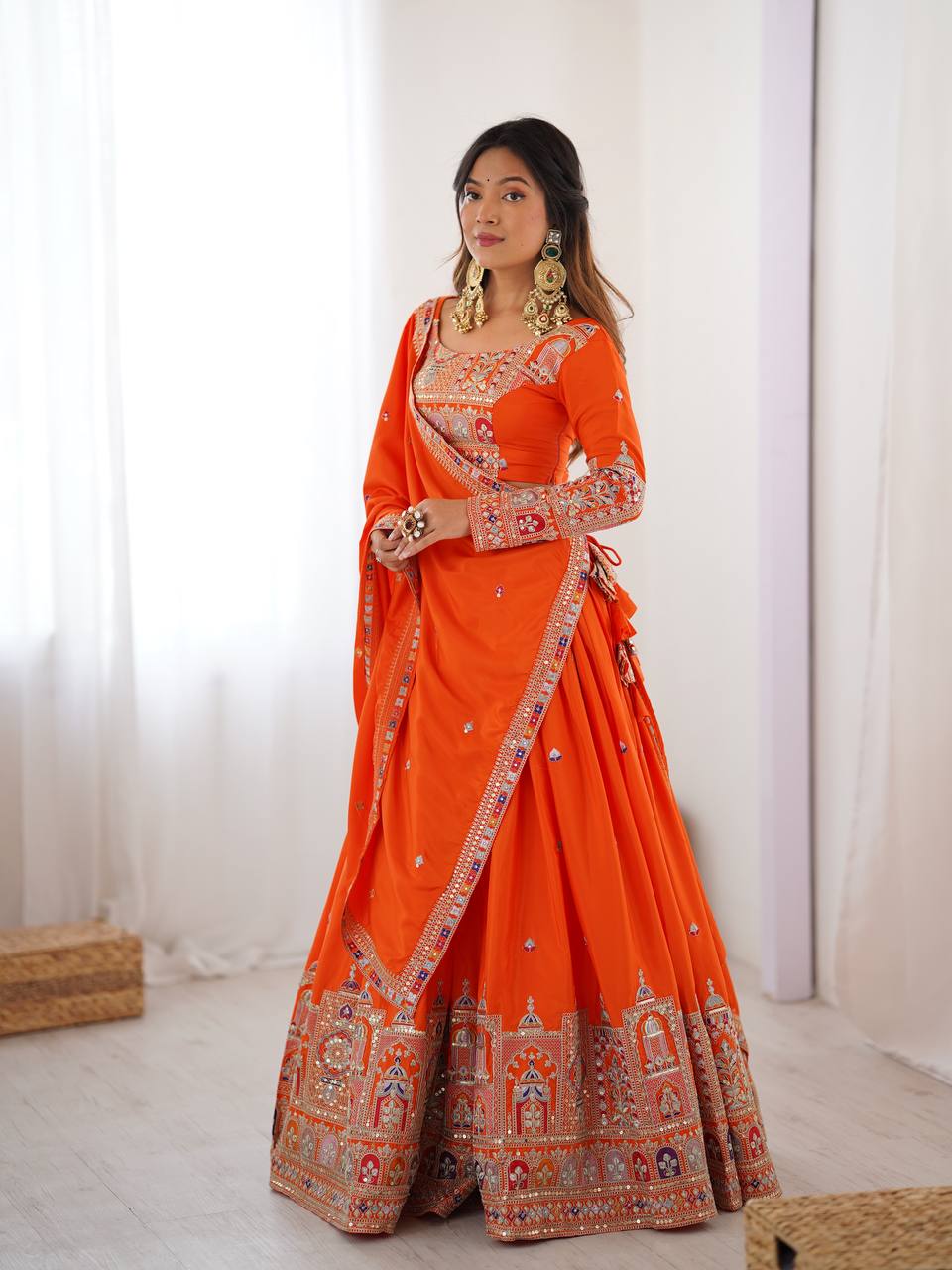 Sequence Thread Work Lehenga With Cancan