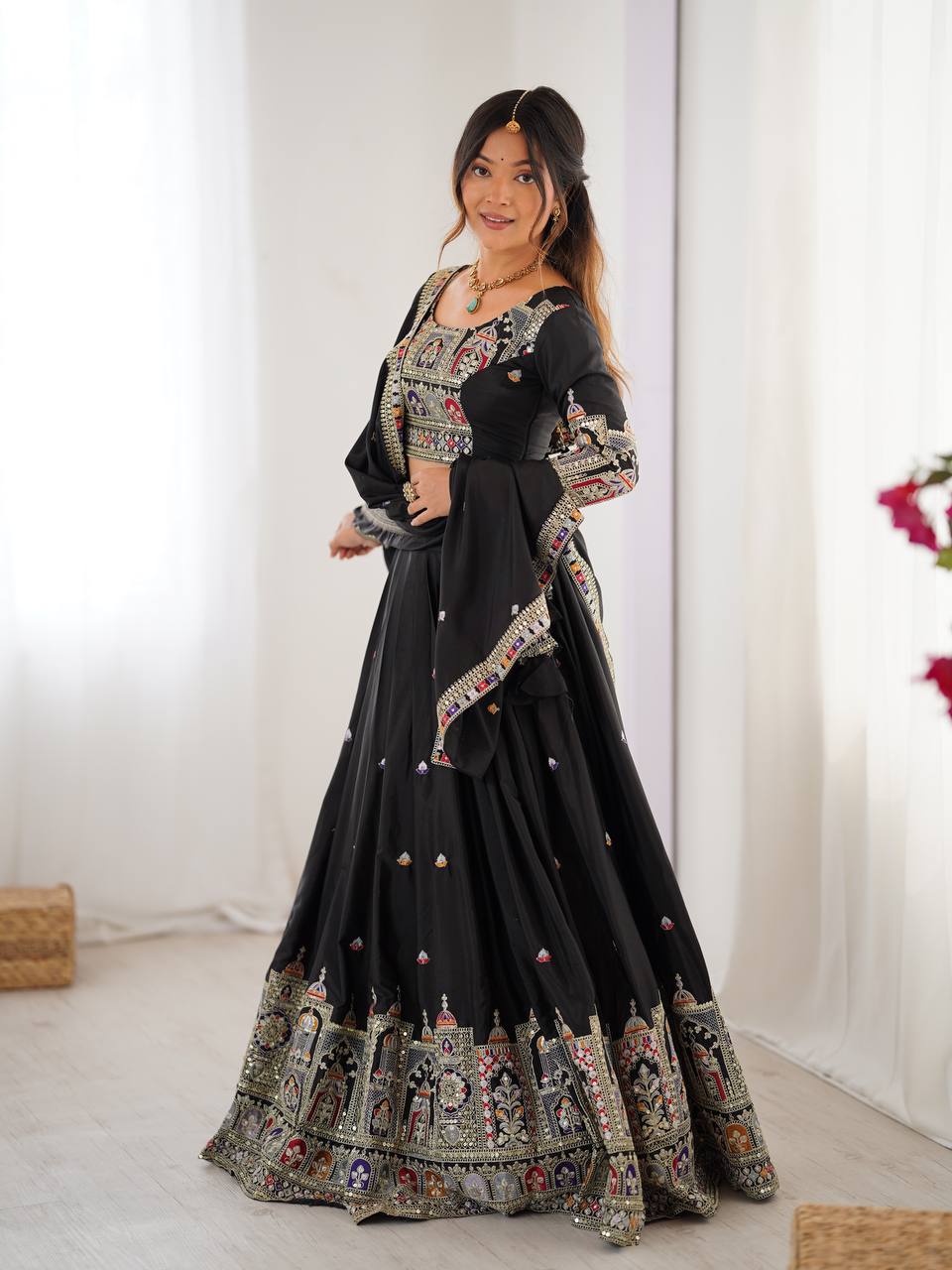 Sequence Thread Work Lehenga With Cancan