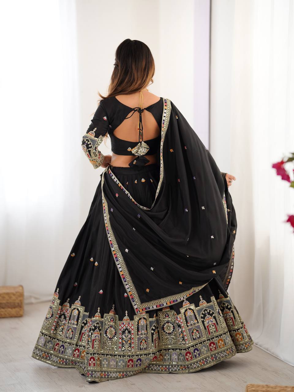 Sequence Thread Work Lehenga With Cancan