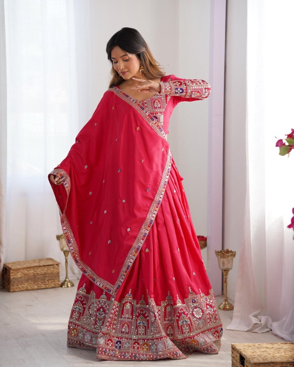 Sequence Thread Work Lehenga With Cancan