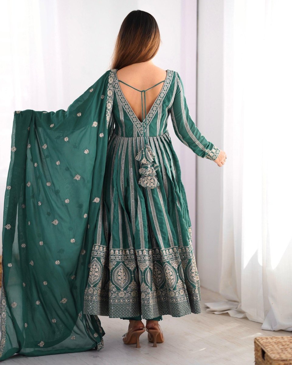 Georgette Anarkali with  Thred & Sequnce work