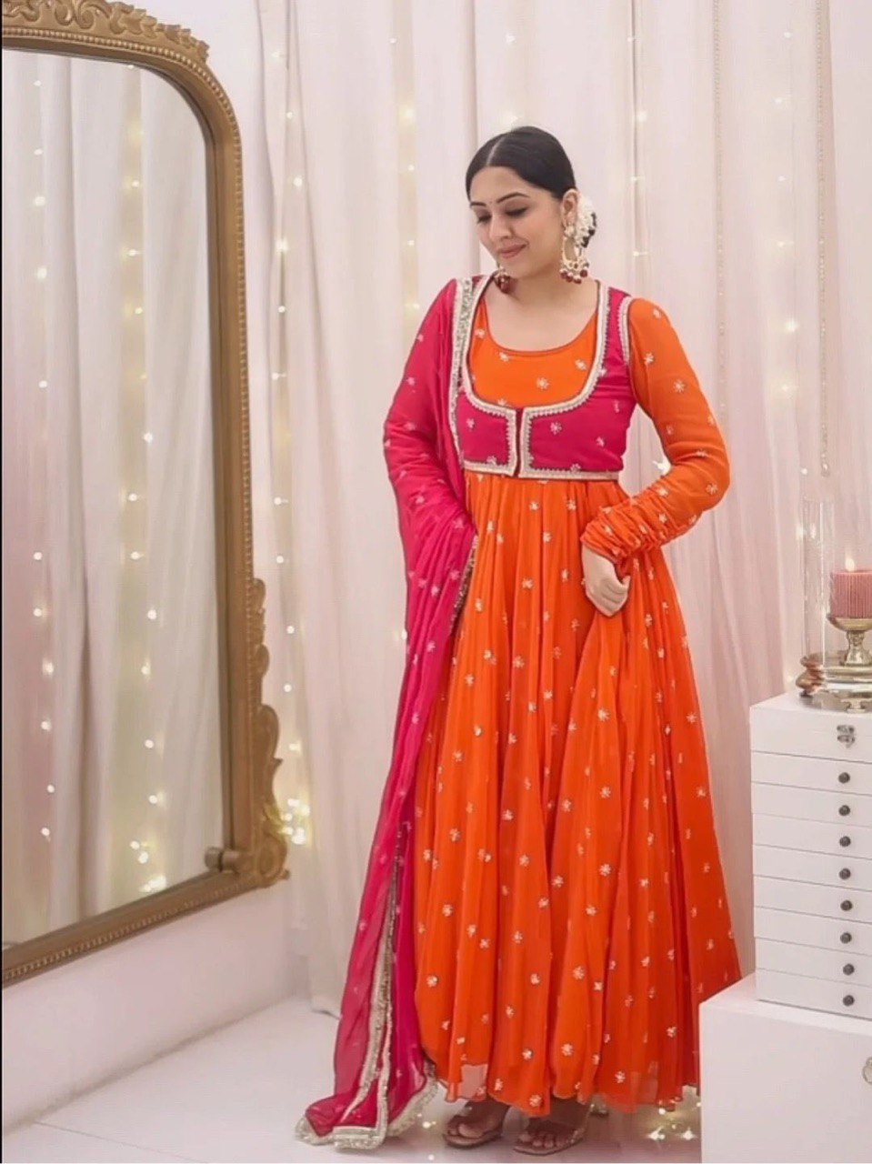 Faux Georgette Anarkali With koti