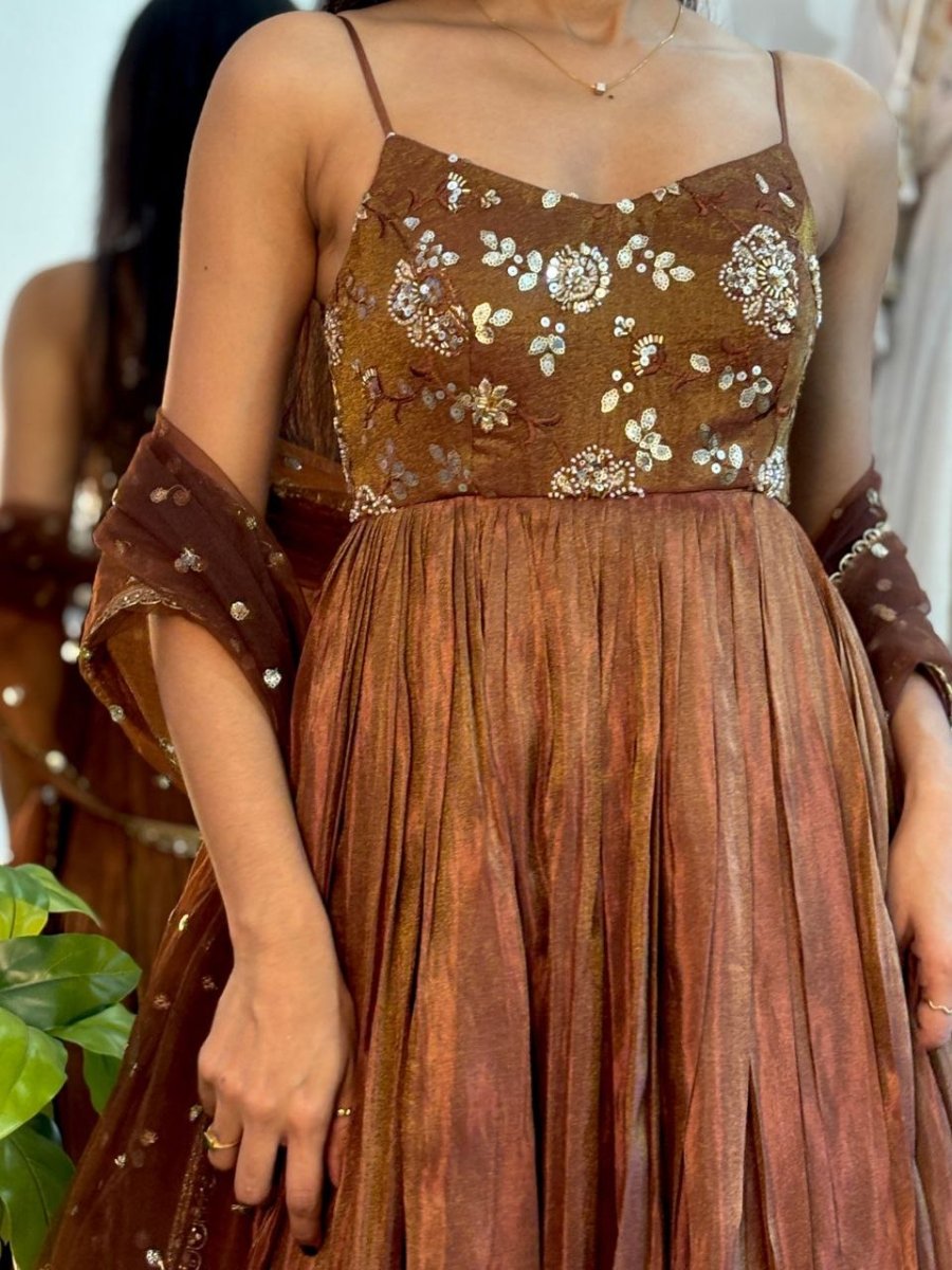 Golden Brown Gown Namaste Ethnic Golden Brown Gown Namaste Ethnic