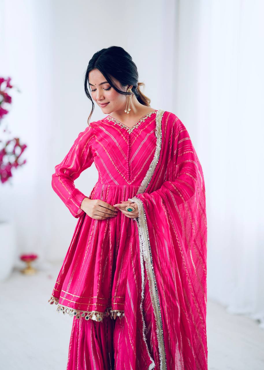 Pink Mal Chanderi Fabric Sharara