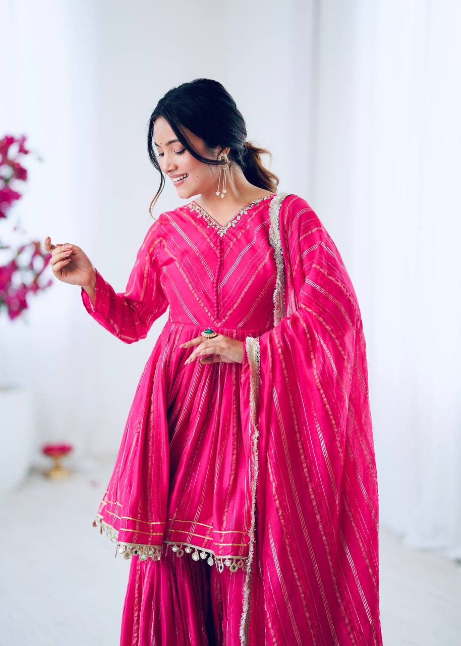 Pink Mal Chanderi Fabric Sharara