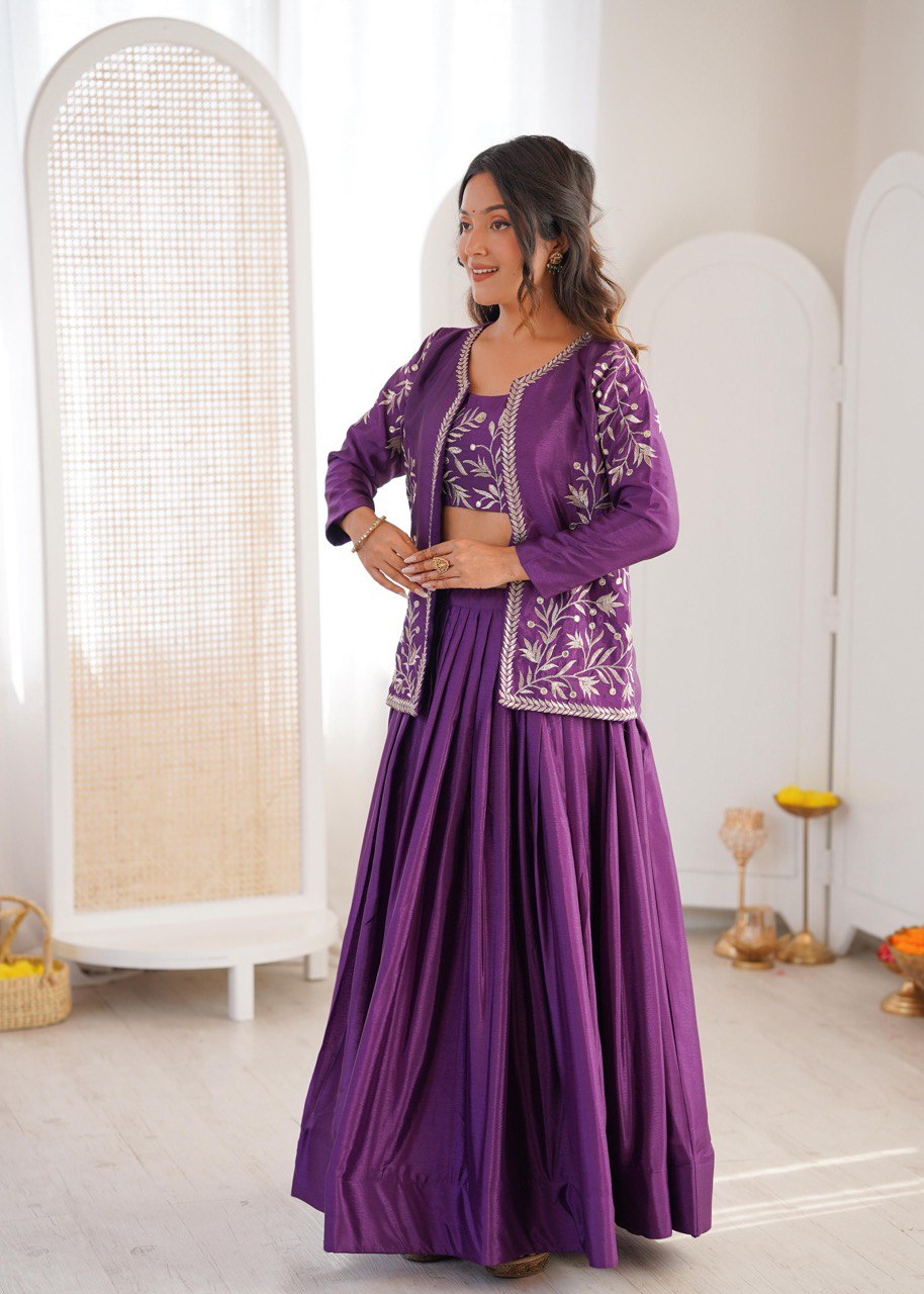 Purple Jacket Lehenga