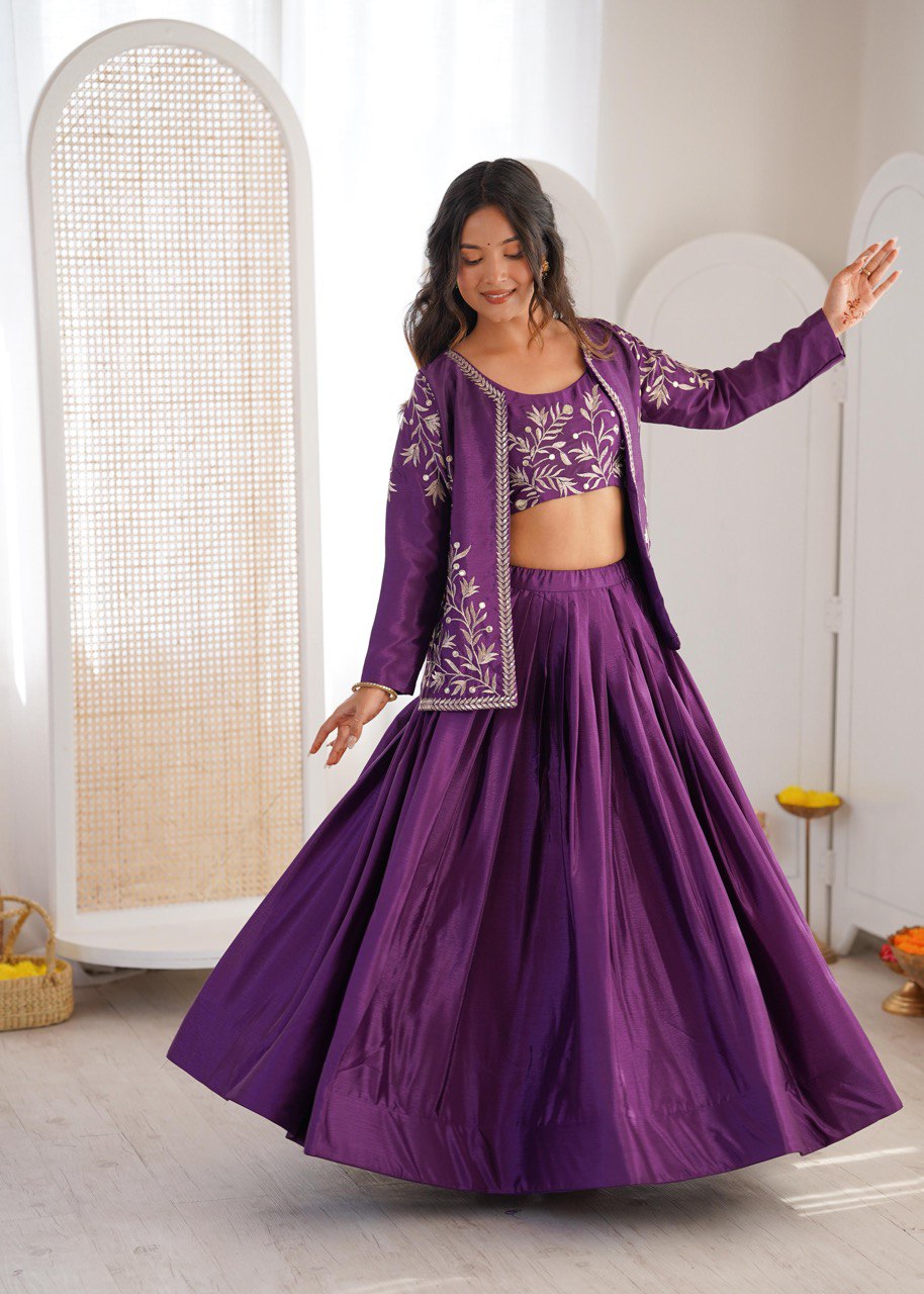 Purple Jacket Lehenga