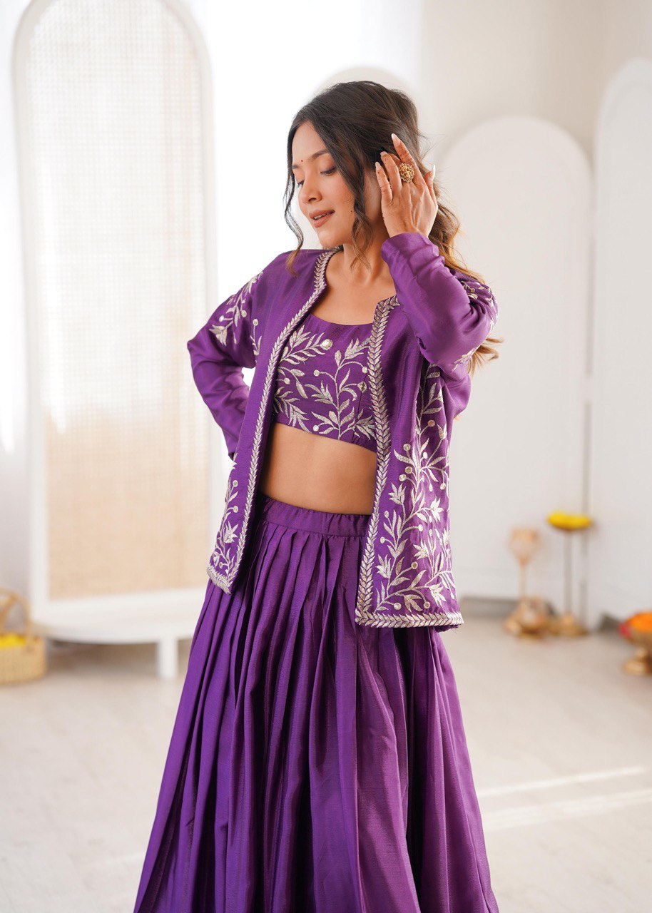 Purple Jacket Lehenga