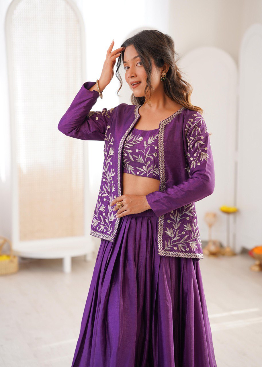 Purple Jacket Lehenga